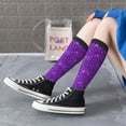 thumbnail image 5 of Gaeub Purple Glitter Printed Design Socks Stretchy High Tube Socks for Men Women Teens , Softball Soccer Socks for Hiking, Sport, 5 of 6