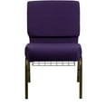 thumbnail image 3 of HERCULES Series 21''W Church Chair in Royal Purple Fabric with Cup Book Rack - Gold Vein Frame, 3 of 9