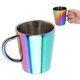thumbnail image 4 of Taza de agua de doble capa de 300 ml con asa, de acero inoxidable, con aislamiento para café, para el hogar, colorida, 4 of 14
