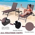 thumbnail image 4 of Yoleny Chaise Longue de Patio de 66 cm de Large avec Roulettes, Ensemble de 2 Chaises Longues de Piscine avec Dossier Réglable, Chaises Longues d'Extérieur en Textilène Imperméable avec Table d'Appoint pour Patio Ou Terrasse de Piscine, Brun, 4 of 7