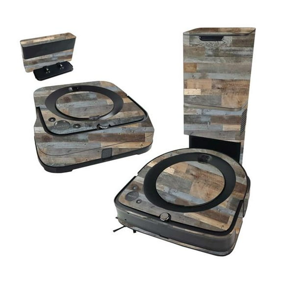 MightySkins IRROS9PLBUN-Gray Wood Skin for iRobot Roomba s9 Plus Vacuum & Braava Jet m6 Bundle - Gray Wood