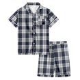 thumbnail image 4 of Plaid Pajama Sets for Girls Silk and Stain Pajamas Short Sleeve Easter Sunday Soft Fit Summer Loungewear Set Trendy Fashion Loungewear SetWith Pockets #Black 2-3 Years, 4 of 4