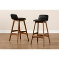 thumbnail image 7 of Baxton Studio Darrin Mid-Century Modern Black Faux Leather Upholstered and Walnut Brown Finished Wood 2-Piece Bar Stool, 7 of 7