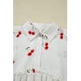 thumbnail image 6 of Women's White Cherry Print Flounce Sleeve Collared Frilled Babydoll Blouse, XL, 6 of 12