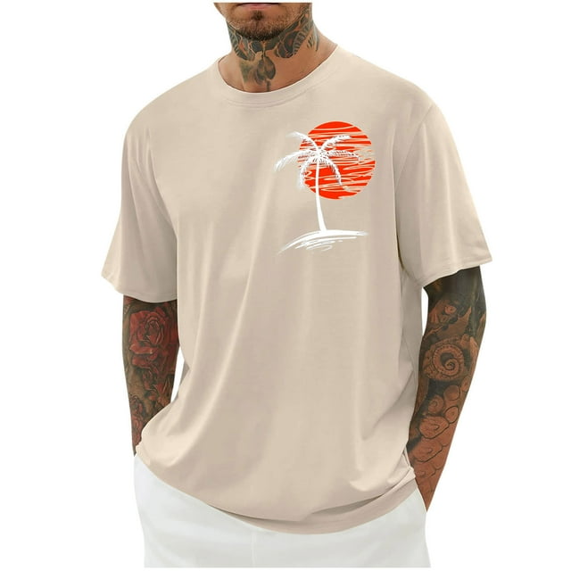 Birdeem Chemises pour Hommes Imprimé Col Rond Mode Décontractée Manches Courtes Blouses