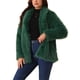 thumbnail image 4 of Abrigo de piel sintética de mujer INSPIRE CHIC con mangas largas, bolsillos, solapa, peludo, cálido, abrigo de invierno, chaquetas esponjosas S Verde oscuro, 4 of 5