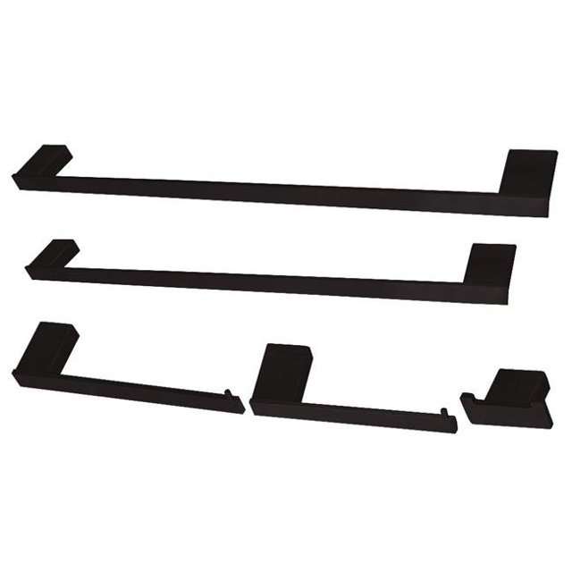 Metzinger Bathroom Accessory Set, Matte Black - 5 Piece