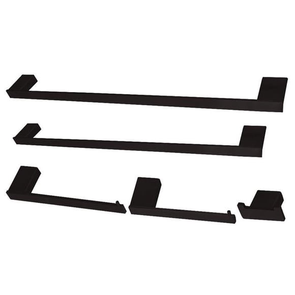 Metzinger Bathroom Accessory Set, Matte Black - 5 Piece