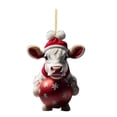 thumbnail image 1 of 2D Acrylic Cartoon Christmas Cow Ornament - Adorable Tree Decoration and Double Print for White Elephant Exchange, 1 of 4