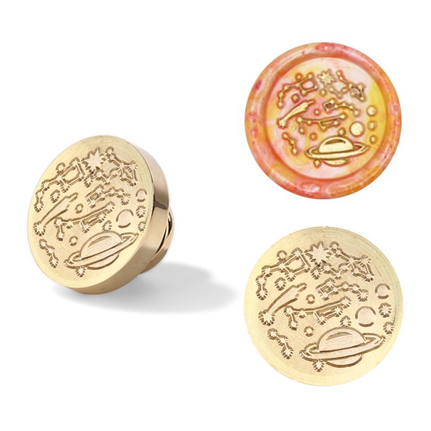 Cuadros Decorativos Sello de cera Sello Retro Redondo Estrella Luna Cera de sellado Dedicado Cabeza de cobre (J) Likrtyny embutido en tela