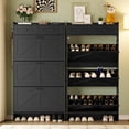 thumbnail image 4 of FANRAL Shoe Cabinet with 3 Flip Drawer & 2 Storage Drawer,Farmhouse Narrow Shoe Rack with Adjustable Shelve & Hook for Entryway,Hallway,Black, 4 of 8