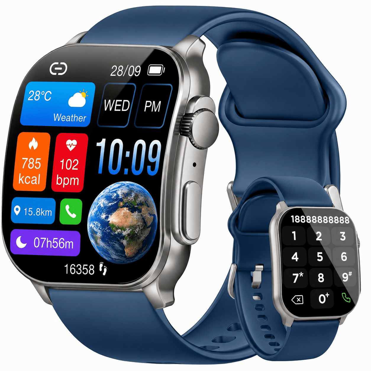 Smart Watch Fits for Android and iPhone, 2.01" AMOLED Screen, Bluetooth Calls/Answer, Fitness Tracker, 110+ Sport Modes, Smart Watch for Men Women, IP68 Waterproof Smartwatch, Gifts for Dad