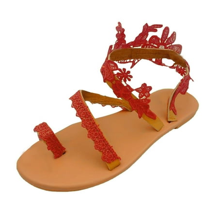 

Slippers for Women Women S Summer Flat Flower Lace Sandals Outdoor Retro Roman Style Slip On Shoes Womens Slippers Pu Orange 41