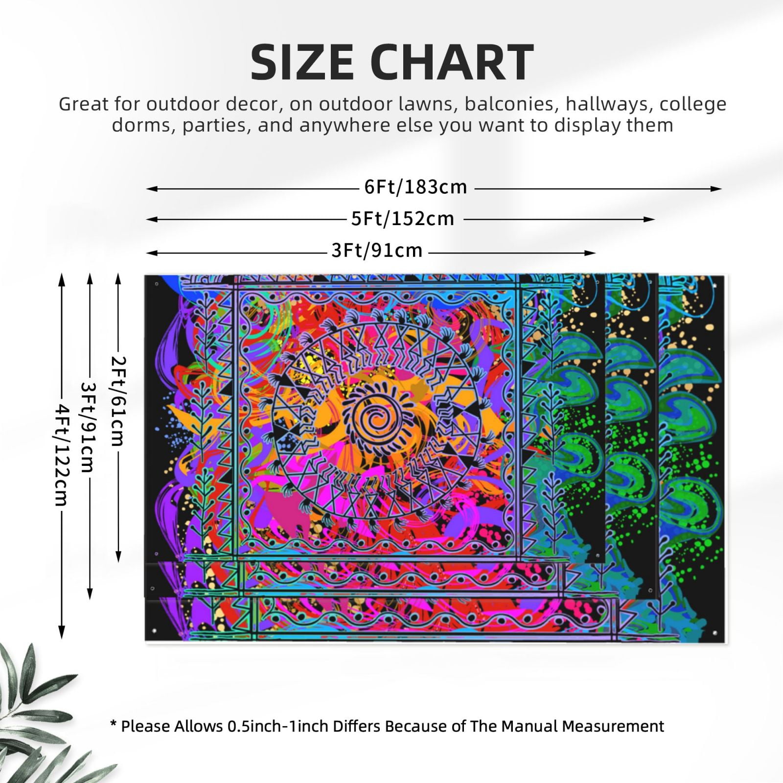 Indian Tribal Art Colorful Four Hole Decorated Banner Flag for Garden Yard Home Decoration Indoor Outdoor 4x6 Ft