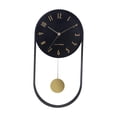 thumbnail image 2 of Reloj de pared minimalista con péndulo que no hace tictac, funciona con pilas. Negro, 2 of 9