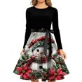 thumbnail image 5 of Christmas Dresses for Women Christmas Print Flare Dress For Women Long Sleeve Dress Hollow Party Casual Dresses with Round Neck for Christmas Party,Red,4XL, 5 of 5
