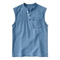 thumbnail image 3 of Guluxicc Mens Tank Tops Collared Button Round Neck Solid Color Sleeveless Tops Summer Outdoor Casual Shirt with Pocket, 3 of 4