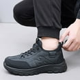 thumbnail image 4 of Pandaie Mens Winter Work Boots Waterproof Fleece Lined Steel Toe Ankle Booties Non Slip Outdoor Walking Hiking Sneakers Shoes Black 8.5, 4 of 9
