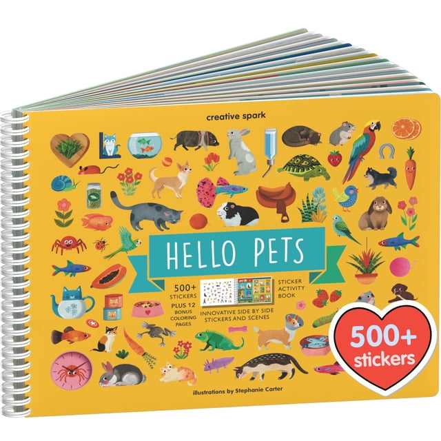 Cupkin Libro De Pegatinas De Animales Para Mascotas, Actividades Para Niños, Artículos Esenciales Para Viajar En Avión, Más De 500 Pegatinas De Gatos Para Niños + 12 Escenas + 12 Páginas De Libros Par