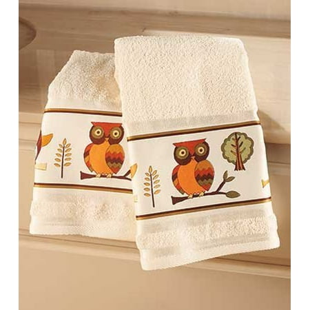 Owl Bathroom Collection Set Of 2 Hand Towels Walmart Com