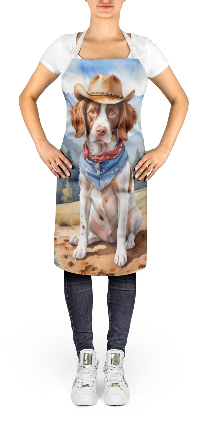 Brittany Spaniel Cowboy Welcome Apron 27 in x 30 in