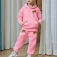 thumbnail image 7 of Tiweut Girls 2pcs Outfits Winter Lined Bow Print Hoodie and Joggers Tracksuit Cloth Suit,4-5 Y, 7 of 7