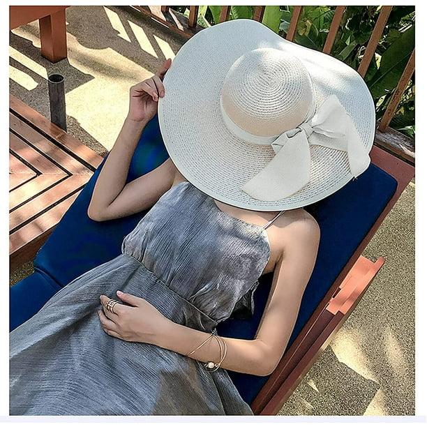 Sun Hat for Women Wide Brim UV Protection Beach Hat with Chin Strap Straw  Hat Foldable Packable SPF50 