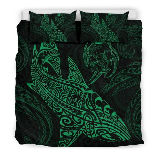 Juego de funda nórdica Shark Polynesian - Polynesian Tattoo Green