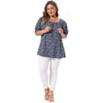 thumbnail image 3 of DARING DIVA Women's Plus Tops Scoop Neck Notch V Tie Front  Floral Summer Blouses 2X Blue, 3 of 6