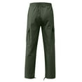 thumbnail image 5 of OKBOP Drawstring Mens Cargo Pants Big & Tall Solid Casual Multi Pocket Work Pants Flat-Front Comfort Relaxed Fit Elastic Waist Stretch Streetwear Army Green, 5 of 5