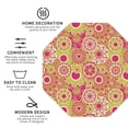 thumbnail image 3 of Honeii Yellow Flowers print Leather Coaster Set of 4, ideal for safeguarding your furniture from drinks spills and effortless cleanup-Octagon, 3 of 6