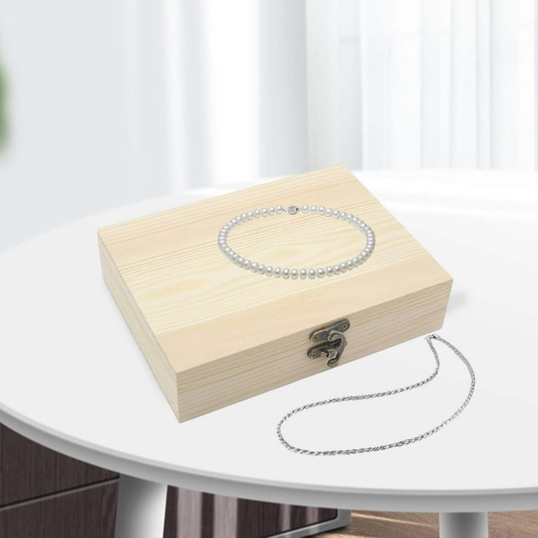 Solid Wooden Box with Hinged Lid Front Clasp Keepsake Box