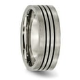 thumbnail image 4 of Chisel Titanium Satin and Polished Black Enamel Striped 8mm Flat Band, 4 of 7