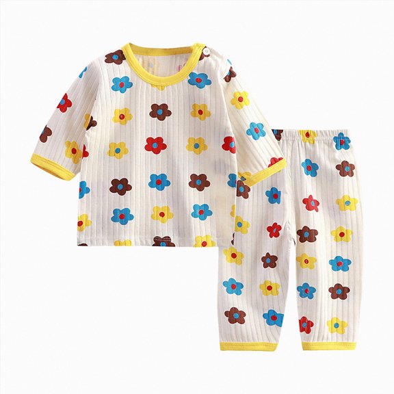 CAUYDY Baby Girl Clothes Little Kids Boys Pajamas Long Sleeved Tee Shirt Elastic Pants 2 Piece Set Soft Toddler Sleepers Winter 3T 4T,Yellow