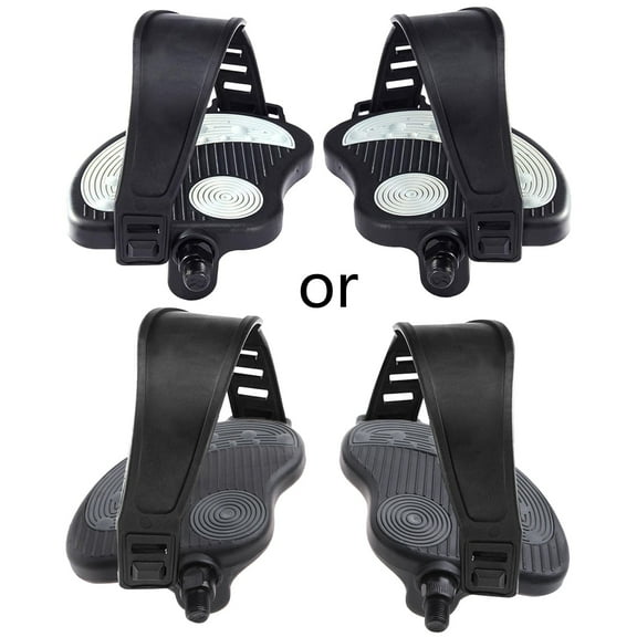 2Pcs 9/16 Exercise Bike Pedals with Adjustable Straps Non Slip Home Gym Fitness Bike Indoor Platform Pedals Parts