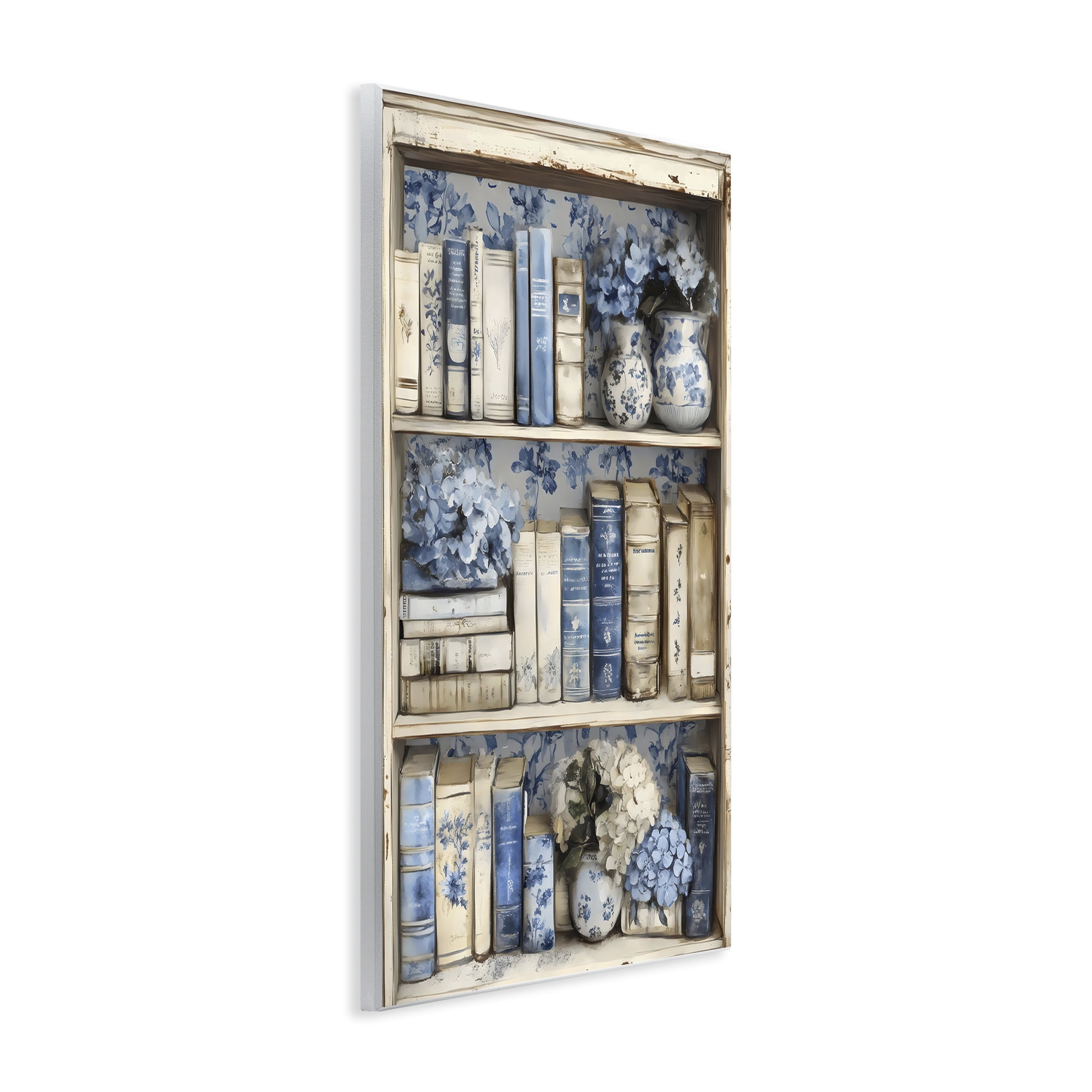 Stupell Industries Blue & Beige Bookcase Wall Plaque Art, design by LSR Design Studio