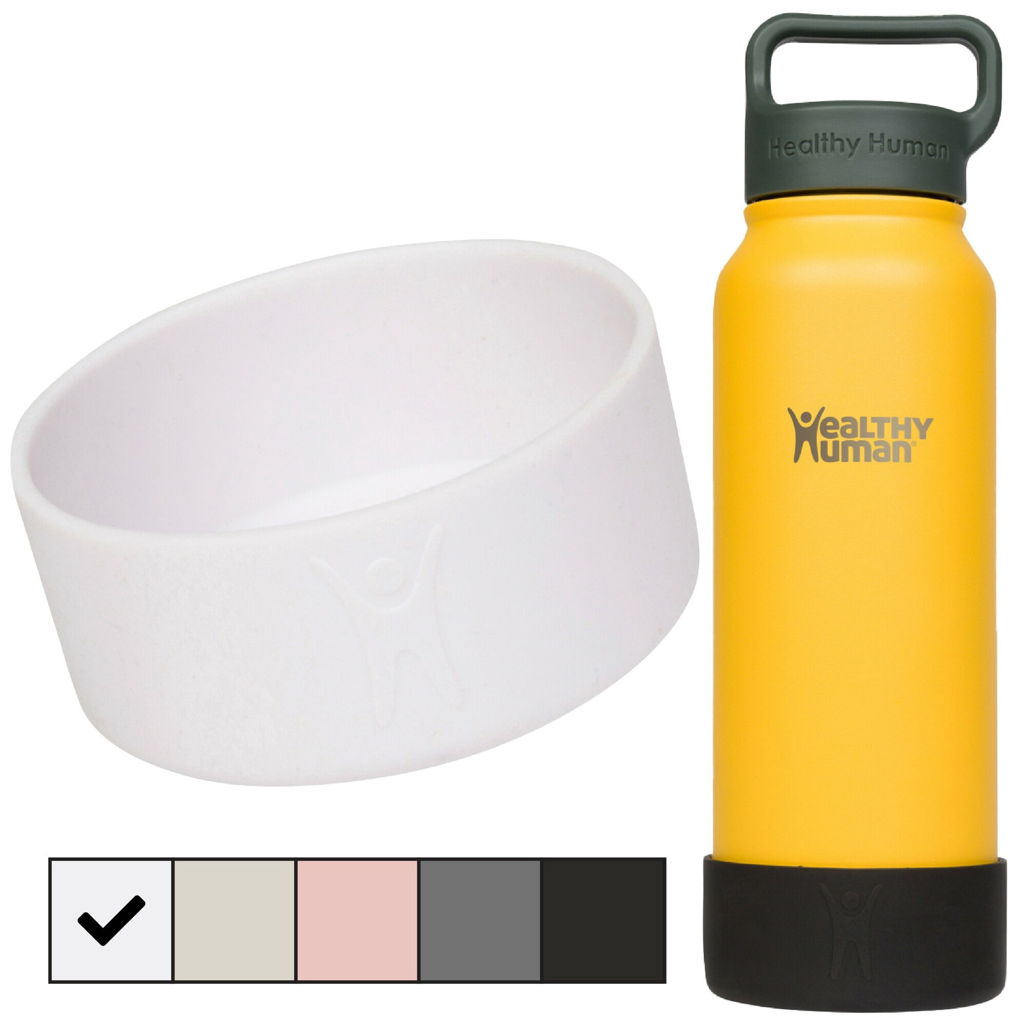 Healthy Human Protective Silicone Bumper Boots for Stein Bottles - Fits 32oz and 40oz Bottles. BPA Free Anti-Slip Bottom Silicone Sleeve Cover Boot, White