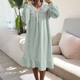 thumbnail image 3 of yillto Women's Flannel Nightgown Fleece Sleepwear Loose Crewneck Warm Fall Winter Pullover Nightdress, 3 of 7