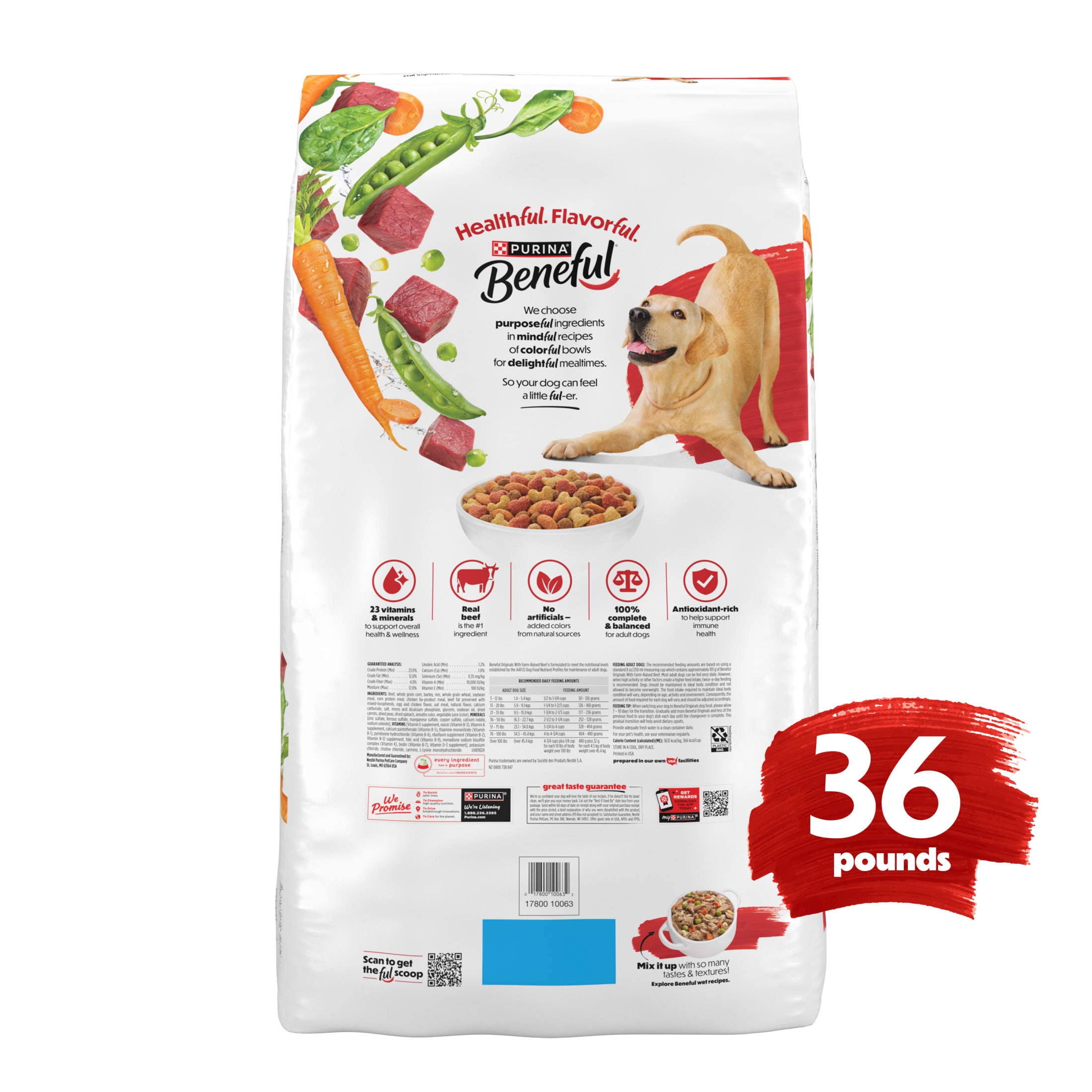 Purina Beneful Originals with Farm-Raised Beef Natural Dry Dog Food Recipe with Added Vitamins, Minerals and Nutrients, 36 lb Bag