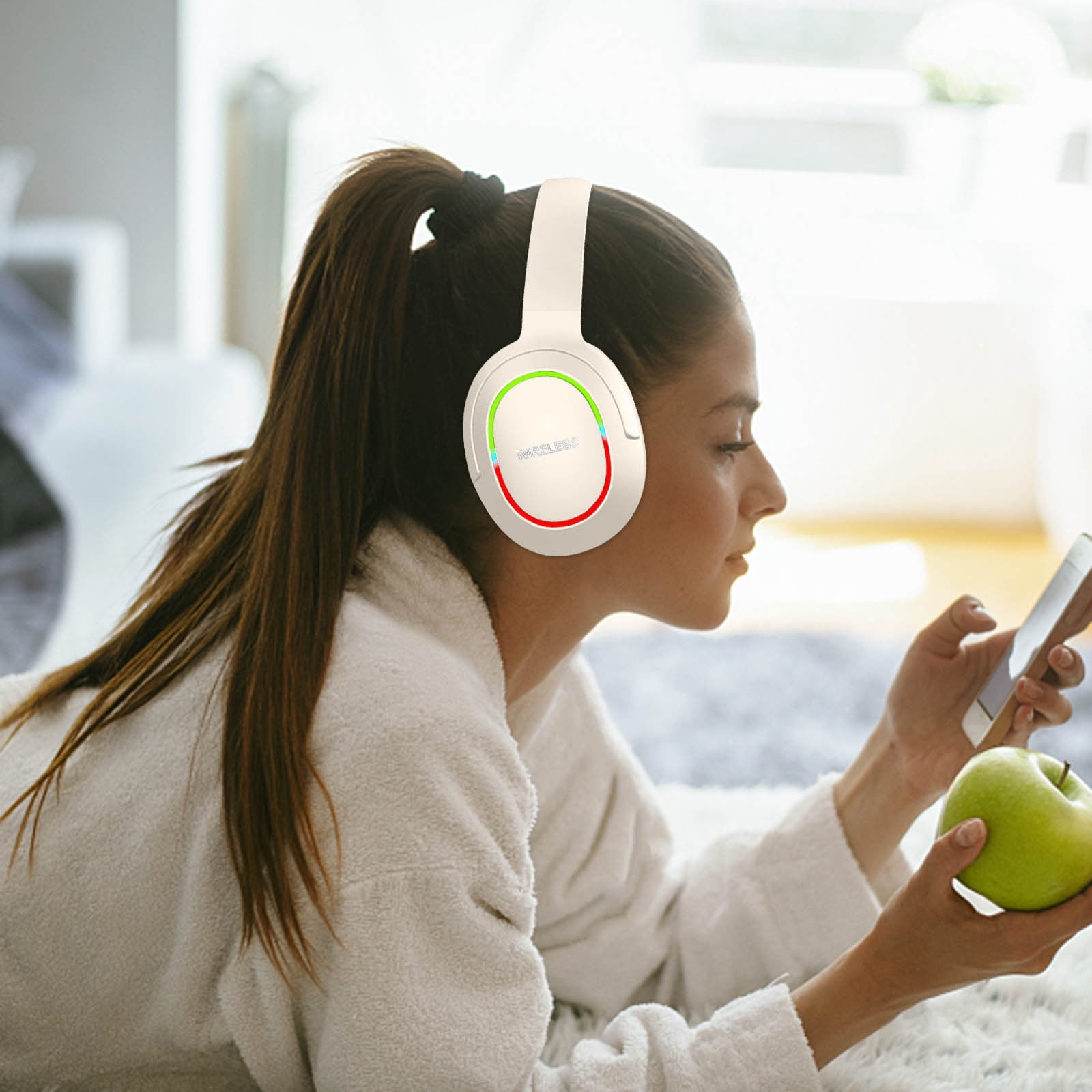 Waiimak Over-Ear Bluetooth Headphones Led Lighting Folding Wireless