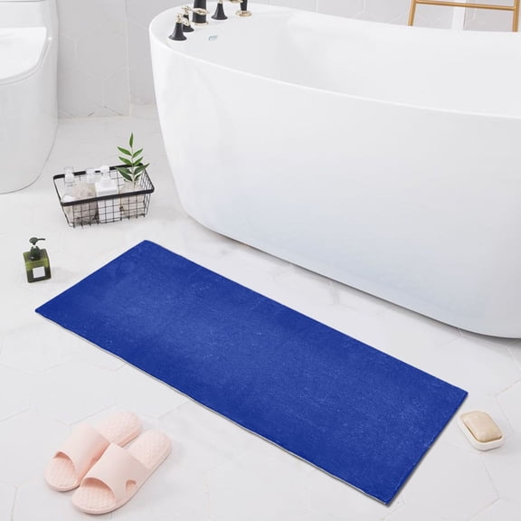 Haosy Dark Blue Bathroom Rugs Non Slip Absorbent Soft Plush Quick Dry Bath Mat, 39"x20"