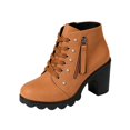thumbnail image 2 of Women Ankle Boots Round Toe Mid Heel Boots with Side Zip Comfort Matte Shoes for Fall Winter Dating Shopping Casual Outdoor Daily Wear, 2 of 9