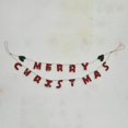 thumbnail image 2 of Creative Co-Op Guirnalda De Fieltro De Lana Hecha A Mano Con Hojas De Acebo Y Bayas Feliz Navidad Roja Y Verde, 2 of 3