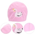 thumbnail image 3 of KAKOWELY Gorro de natación de dibujos animados, gorro de natación de PVC, gorro de natación elástico con cubierta para la cabeza para niños pequeños., 3 of 5
