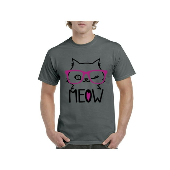 Men's T-Shirt Short Sleeve - Meow Cute Cat Kitty