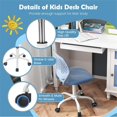 thumbnail image 4 of Pemberly Row Chaise Ergonomique pour Enfants à Hauteur Réglable avec Roues Bleu, 4 of 8