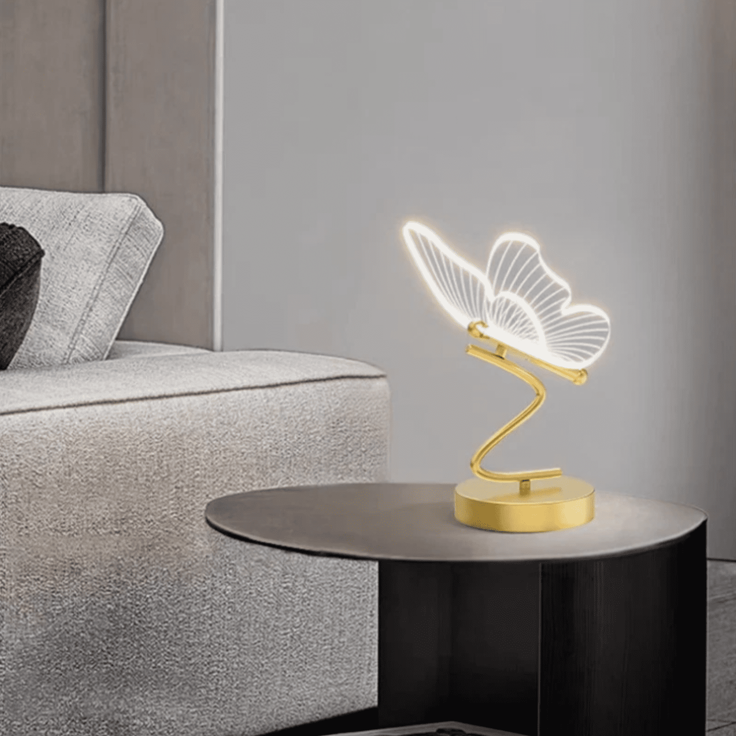 LED Butterfly Table Lamp with Acrylic Wings - 3-Color Dimmable Nordic Desk Lamp for Bedroom - Modern Gold Accent Nightstand Light for Living Room Home Office - Touch Button Base