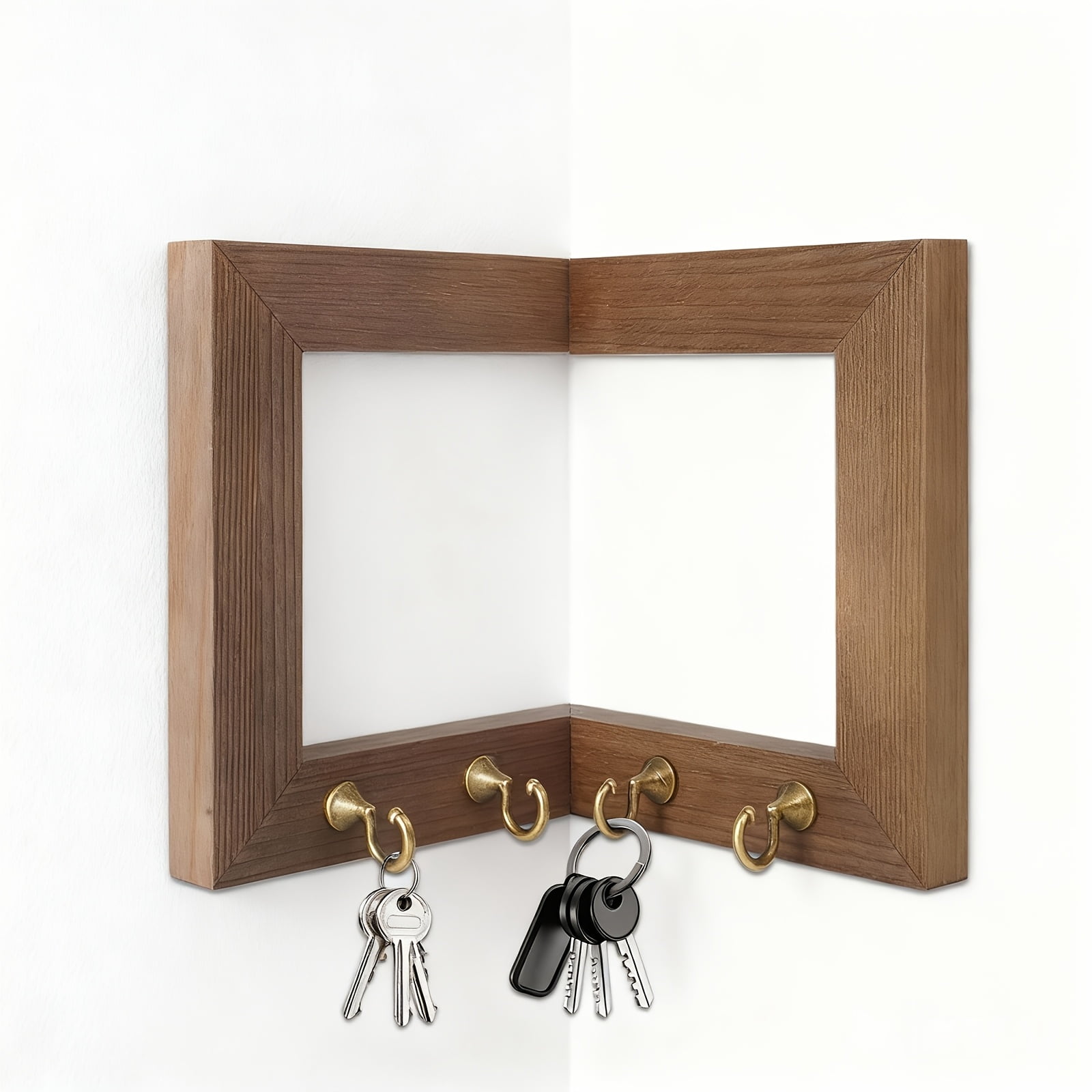 Rustic Wooden Wall Mount Key Rack with 4 Hooks Entryway Storage Key Holder Wall Organizer for Bedroom Home Art Craft Small Item Display