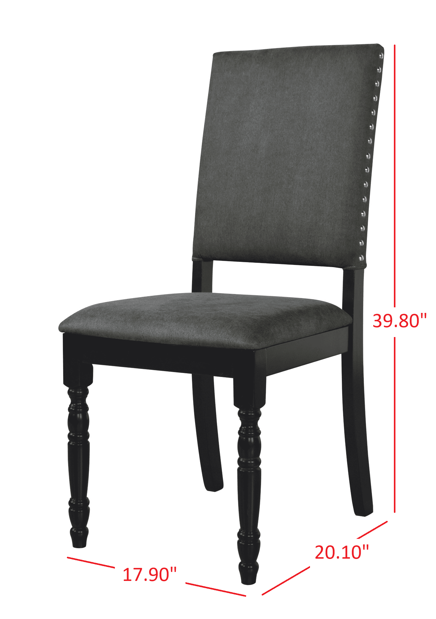 Home Design Lily Dining Chairs (Set of 6), Warm Gray Upholstery, Black Frame, Padded Seat and Back, Stylish, Comfortable