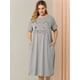thumbnail image 2 of Women's Plus Size Nightgown Cat Print with Pocket Sleep Dress Sleepwear Gray 3X, 2 of 6